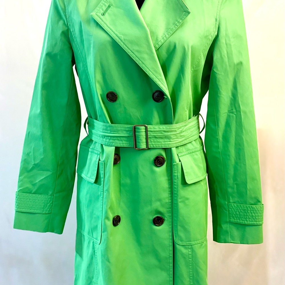 Anne Klein Spring Lime Green Belted Trench Coat